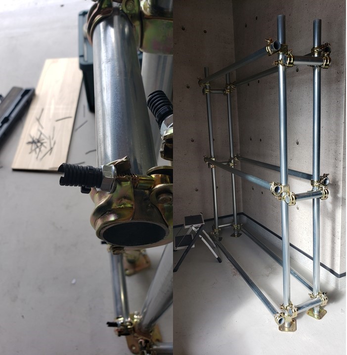 単管パイプでタイヤラック作りリサイクルショップやまや