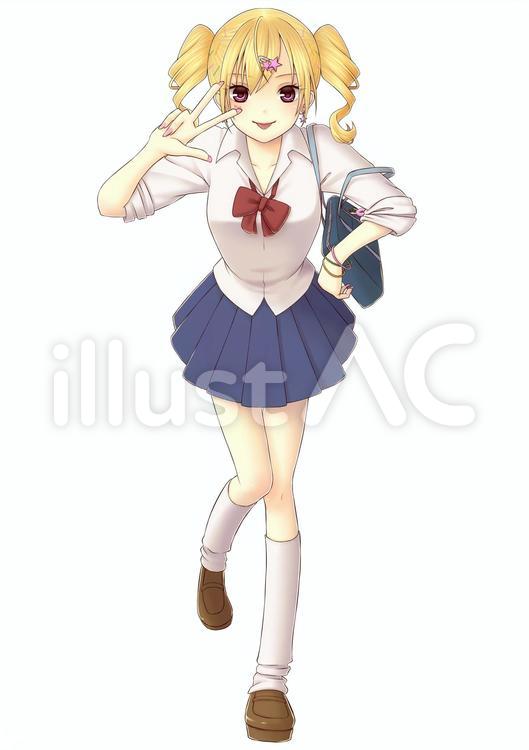 フリーイラスト指差すギャルパブリックドメインQ：著作権フリー画像素材集