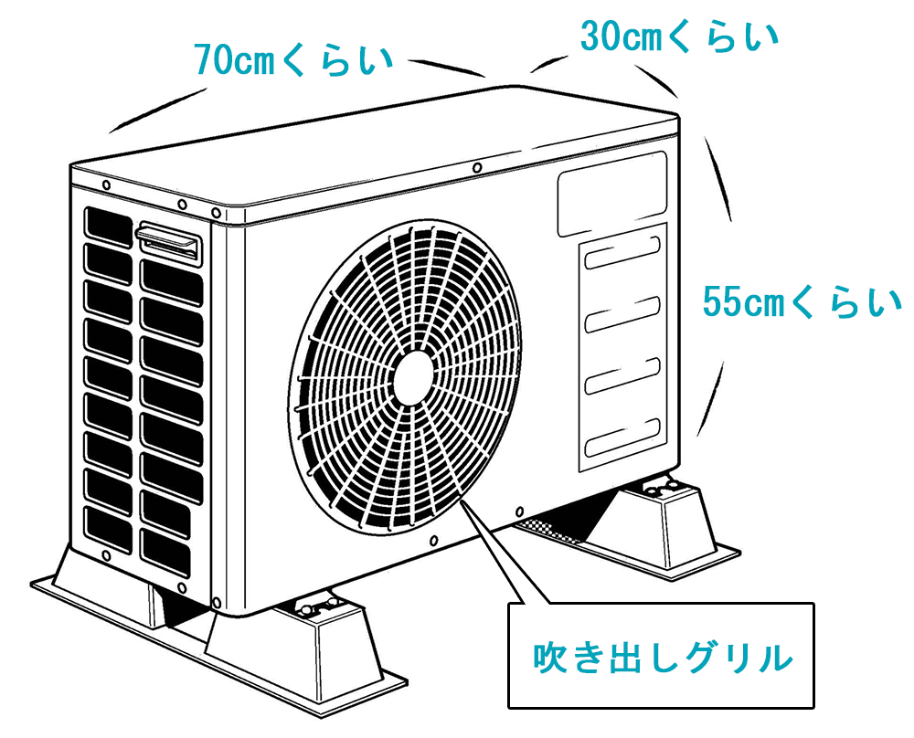エアコン 室外機・リモコン付き：イラスト無料