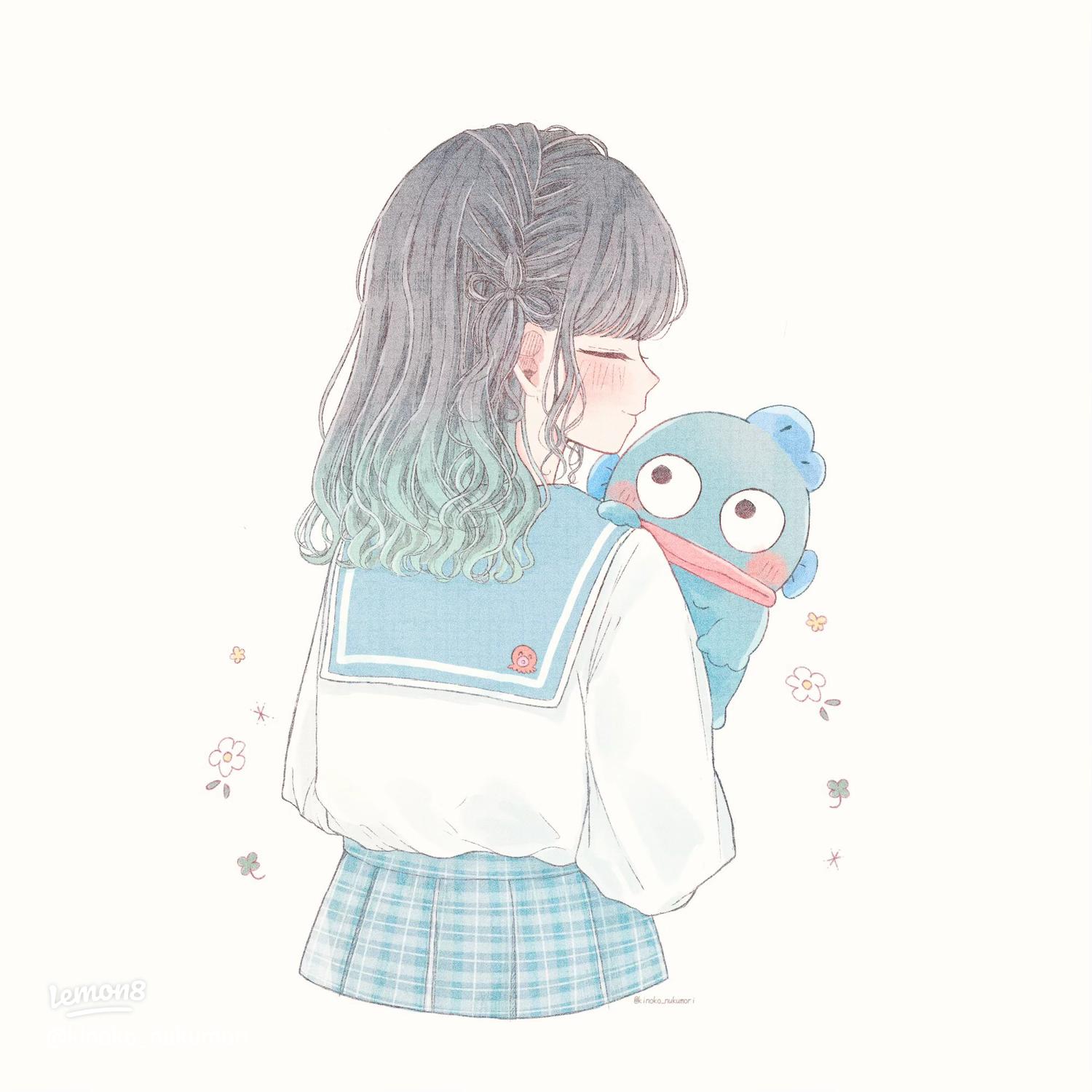 青色な女の子フリーアイコン💙イラストレーターイラストゆるふわイラストデジタルイラストフリーアイコン推し活推しのいる生活