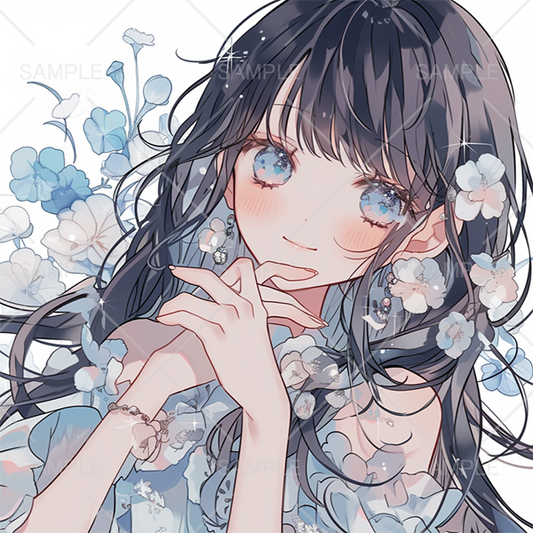 レオパード柄トップス 黒髪ロングの女の子イラスト素材ゆるやかGIRL COLLECTION