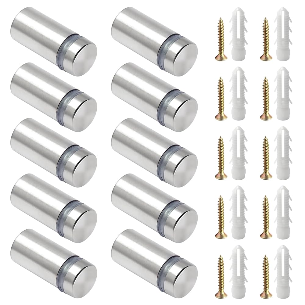 60個入り サインスタンドオフネジ 広告用 ステンレススチール製 壁掛け用 ガラス アクリルネイル アートワーク用 50個パックサインスタンドオフネジ 広告用 ステンレススチール製壁掛けマウント ガラスアクリルネイル アートワーク用 オブジェ用スチールスタンド