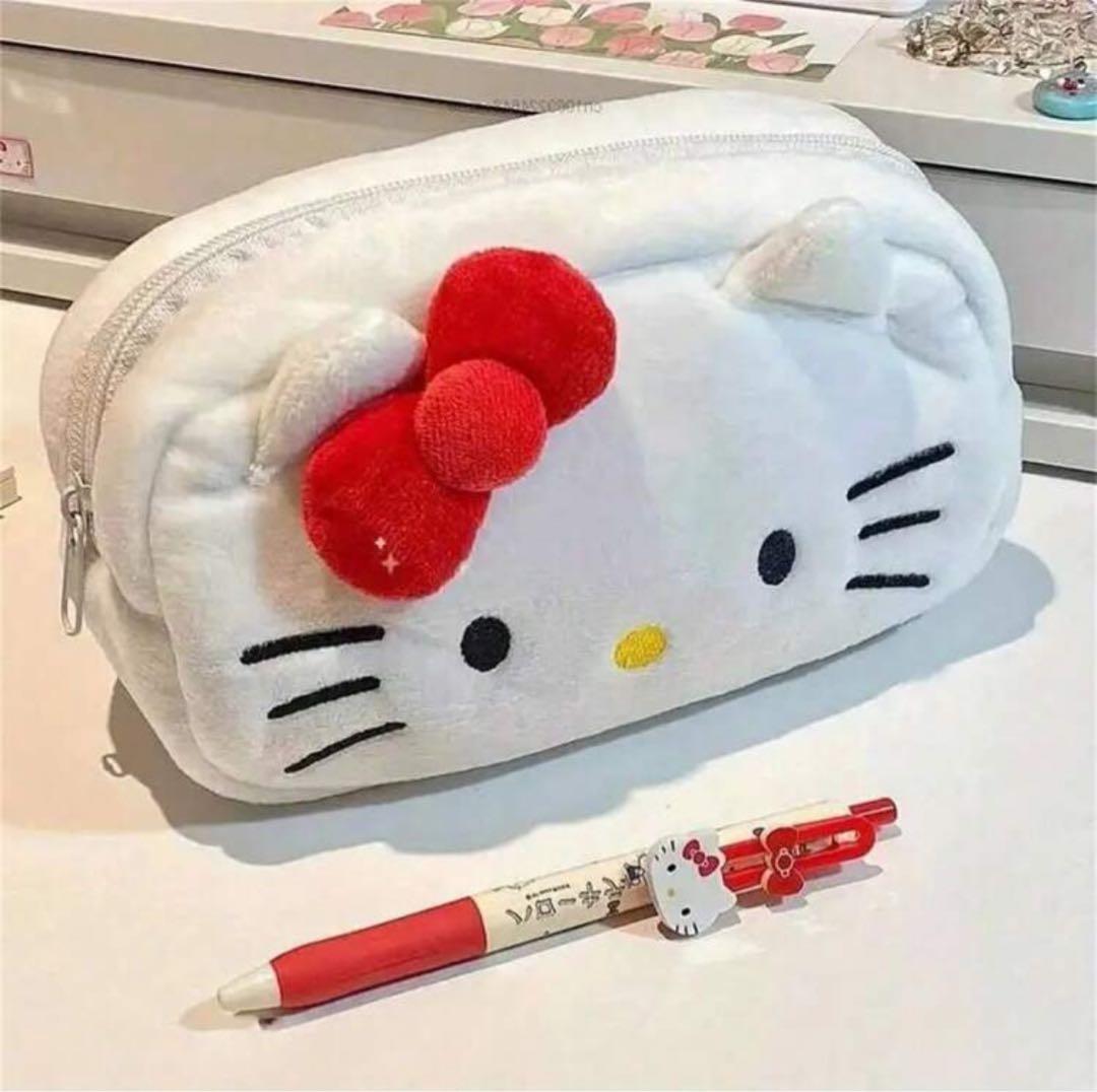 ペンケース 筆箱 レディース 大容量 もこもこ チェック柄 可愛い ポーチ 収納 多機能 中学 高校 大学生 女子 小学校 筆入れ 韓国風 おしゃれ