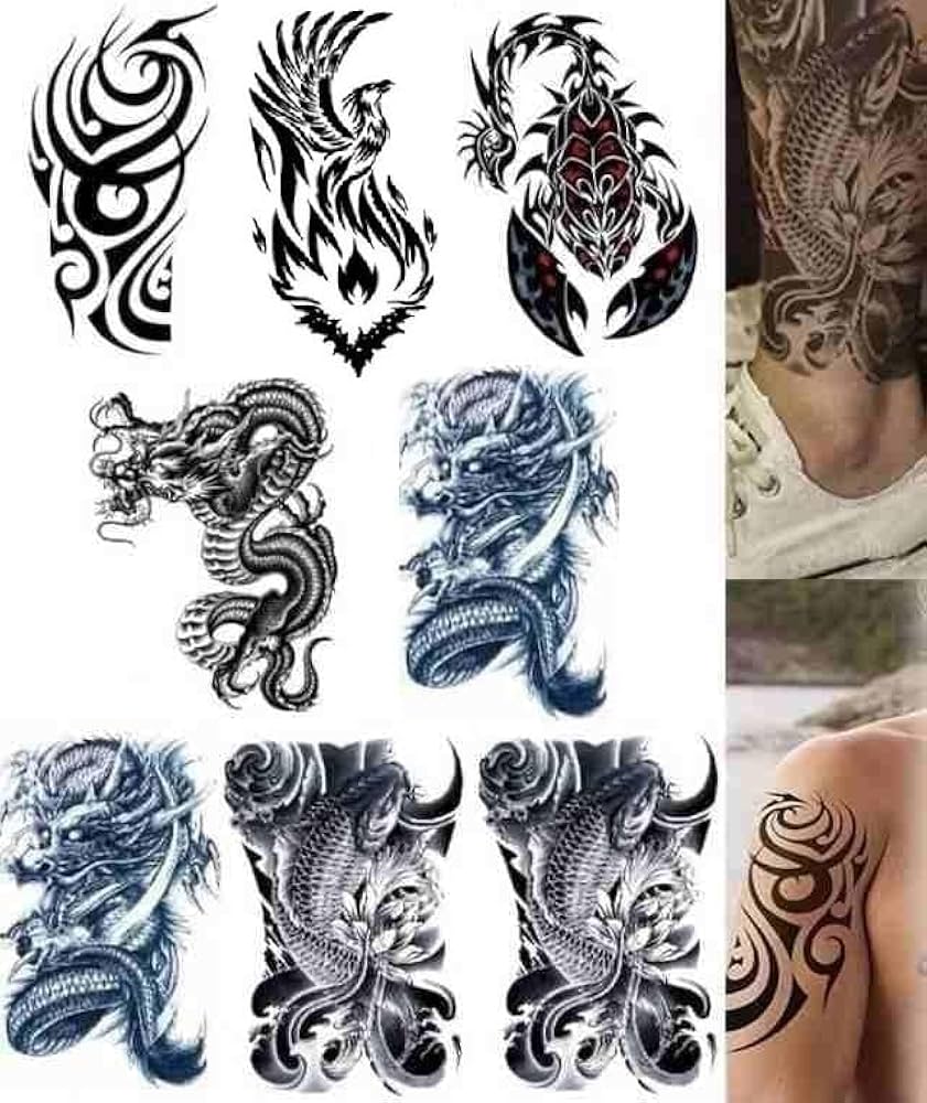 タトゥーシール 鯉 刺青シール 和柄 フェイクタトゥー 34cm×48cm 背中 フルバック リアル