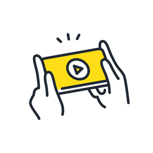 スマホで動画・音楽を再生のアイコン03フリーのアイコンイラスト素材 icon-pit