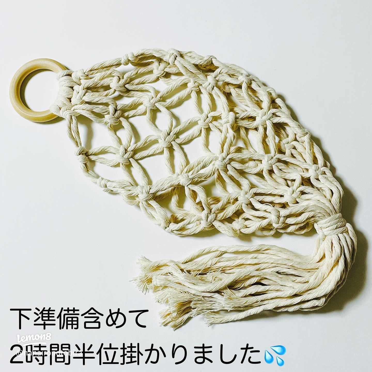 ダイソー新色マクラメヤーンで編む可愛いバッグ