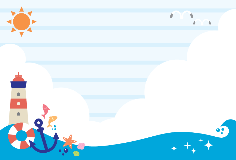 マリンモチーフのリング型のフレーム スカイブルー無料イラスト素材素材ラボ