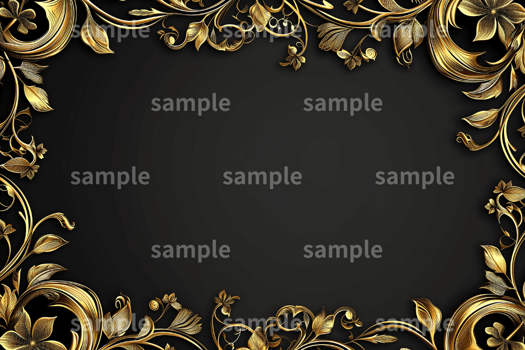 バラの線画 ゴールド フレーム飾り枠イラスト無料イラスト かわいいフリー素材集 フレームぽけっと