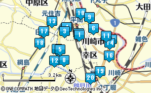 新川崎駅からのウォーキングコース／散歩地図 | 東京散歩地図