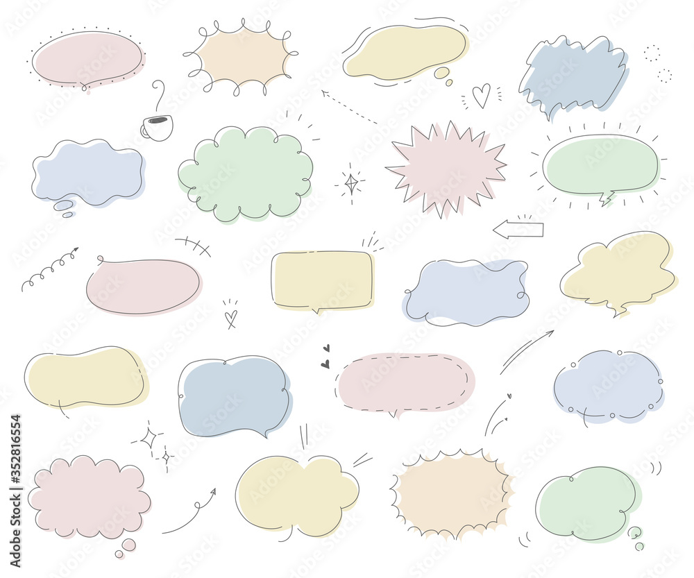 吹き出しイラスト「手書き風-黄」- 無料のフリー素材