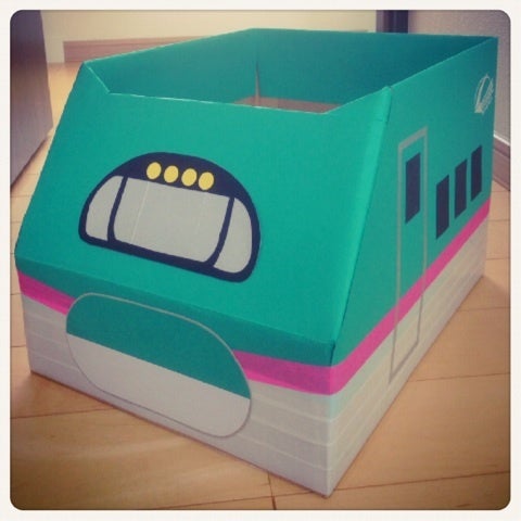 連結☆乗れるダンボールの電車ひとり手作り子育て部。×hananotane