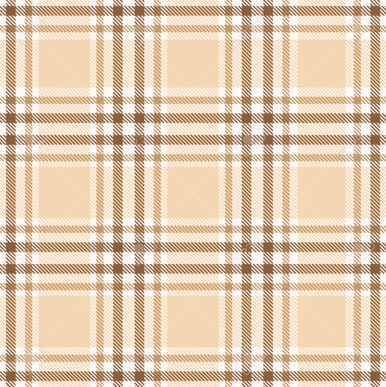 ベージュ ブラウン チェック チェック柄のシームレスなファブリックのテクスチャです。ベクトルの図。のイラスト素材・ベクター Image 60944450