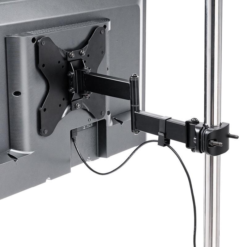 モニターアーム ポール取付 支柱 パイプ 大型モニター 32から55インチ 長めアーム アームのみ 縦向き設置 ラックマウント メタルラックEEX-LA048