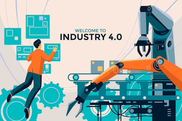 生産自動化組立包装工程ロボット機械ベクトル図と等尺性工場組成のイラスト素材・ベクター Image 74475631