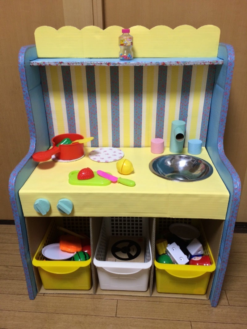 ままごとキッチンを手作り！ダンボールと100均グッズならコスパ抜群YUKI CO YUKI ユキコユキ