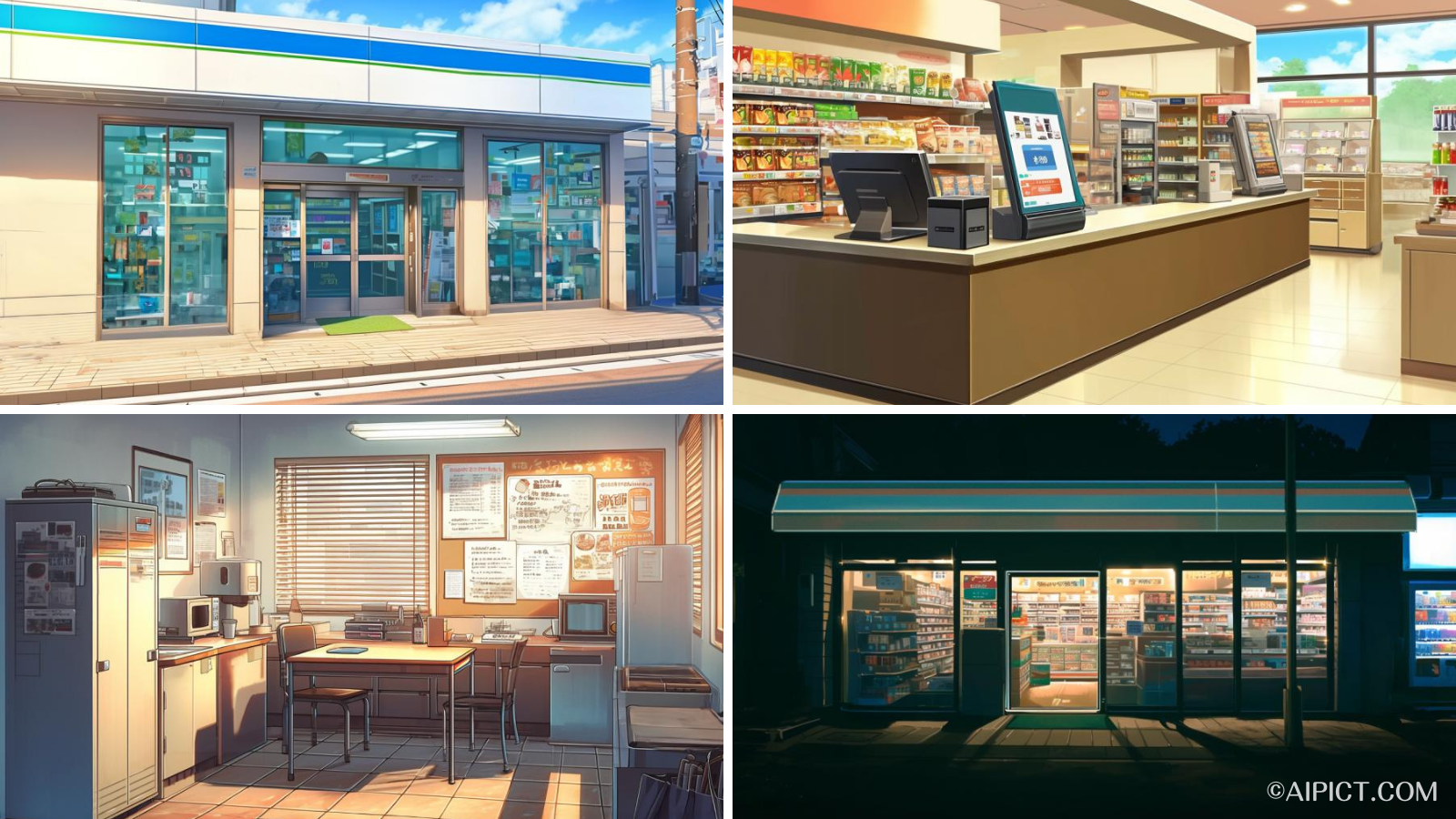 フリー素材 コンビニの背景イラスト