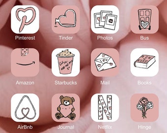 かわいい美的アプリアイコンピンクテーマのアプリアイコンかわいいアプリアイコンiPhone iOS 14 および iOS 15アプリアイコンAndroid アプリアイコンazizahcreates - Etsy 日本