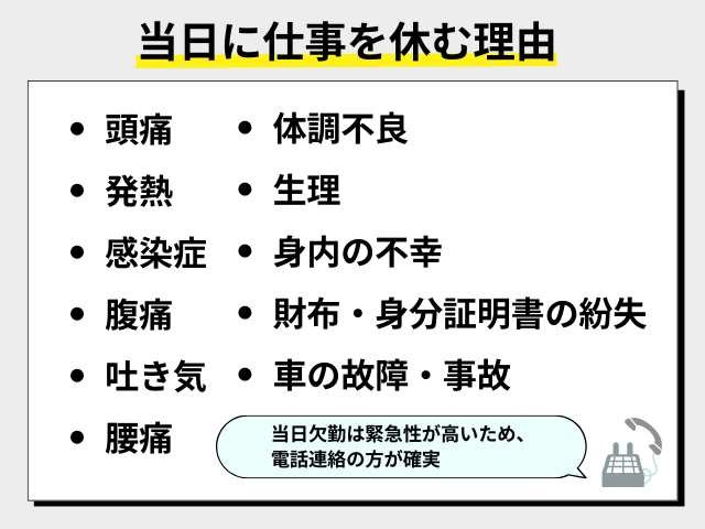 仕事休む理由で当日使えるものは？急用で会社を休む理由は体調不良で良い？ | キャリアクラス