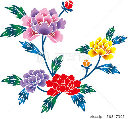 台湾花布生地 二色牡丹・ブルー中国・台湾・香港・アジアのかわいいもの専門店 たびすずめ