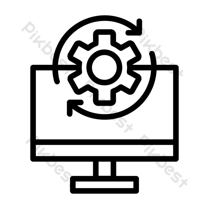 システムチェックのシルエット無料のAi・PNG白黒シルエットイラスト