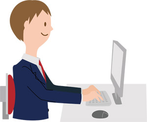 ノートパソコン タイピング：イラスト無料