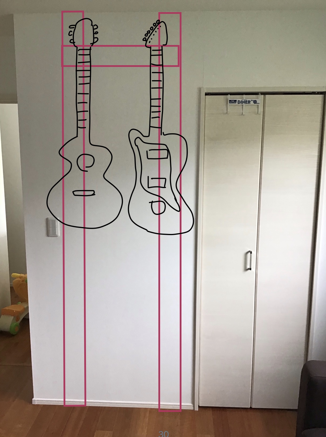 特典付き！山崎実業 ウォールギターフック タワー 石こうボード壁対応tower 穴を空けない ギター収納 金具 壁面 壁付け収納 壁掛けエレキギター アコギ アコースティック 弦楽器 ディスプレイ 飾る 賃貸可 DIY 収納 公式 白 黒 1925 1926くらしのもり