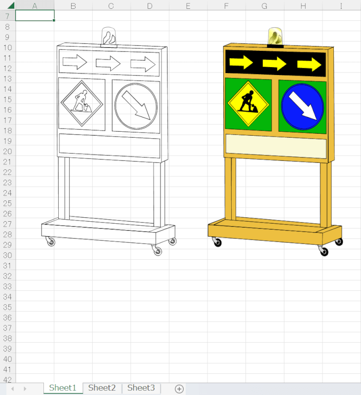 工事看板イラスト作成ソフト。エクセルで看板イラスト簡単作成
