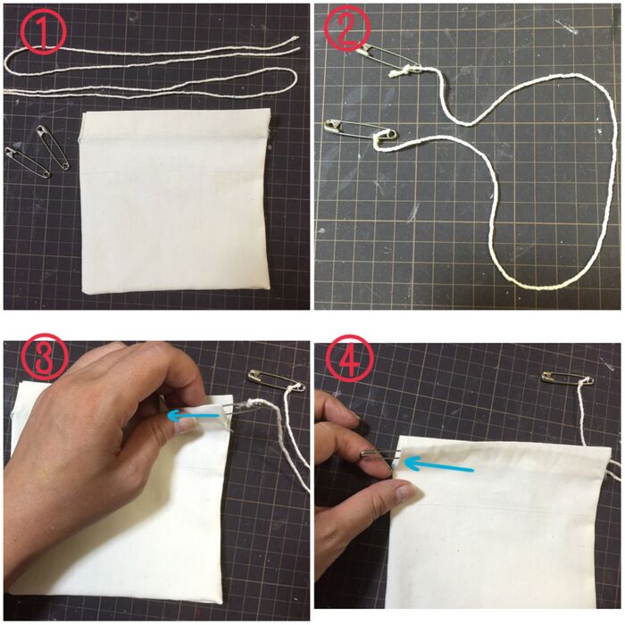 おしゃれな巾着袋のひも選び 実例集 ひもの通し方・長さ算出方法もnunocoto fabric