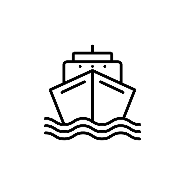 船のアイコンセット 海上コンテナ 貨物船 ベクトル シンボル 乗客 クルーズ ピクトグラム 黒で埋め込まれて概要されたスタイルPremiumベクトル素材