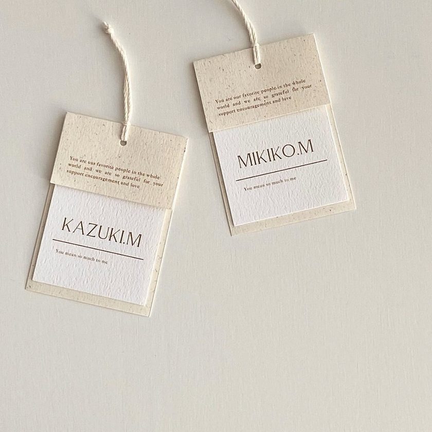 本物みたいでときめく🏷️お洋服の「下げ札」モチーフのサンキュータグ・席札アイデアを真似したい💗marry マリー