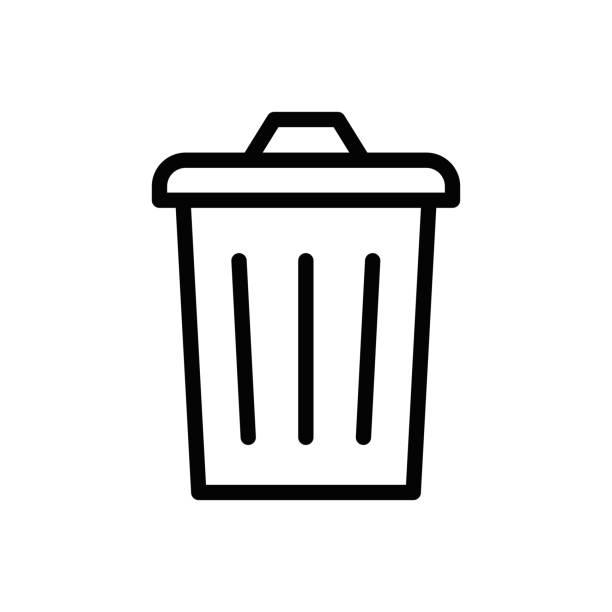 ゴミ箱のシルエット無料のAi・PNG白黒シルエットイラスト