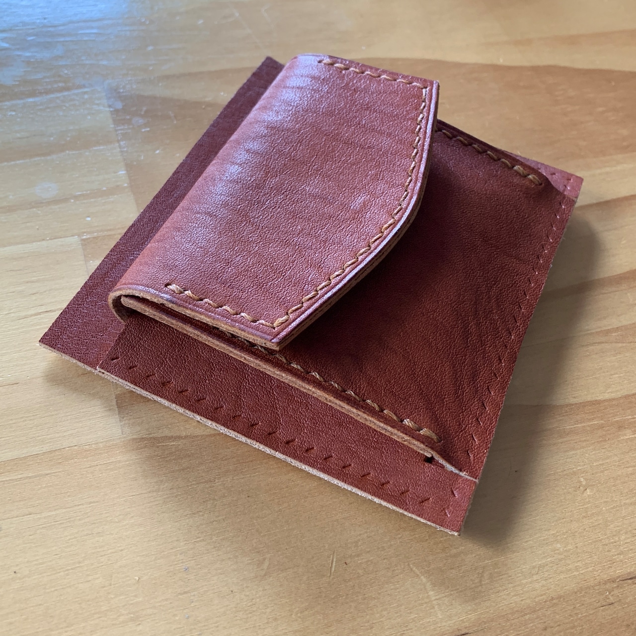 レザークラフト小さい財布 小銭入れ の作り方型紙ダウンロードあり