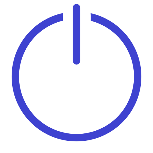 電源マーク・ボタンのかわいい手書き風イラストアイコン 青色可愛い絵文字アイコンイラスト『落書きアイコン』