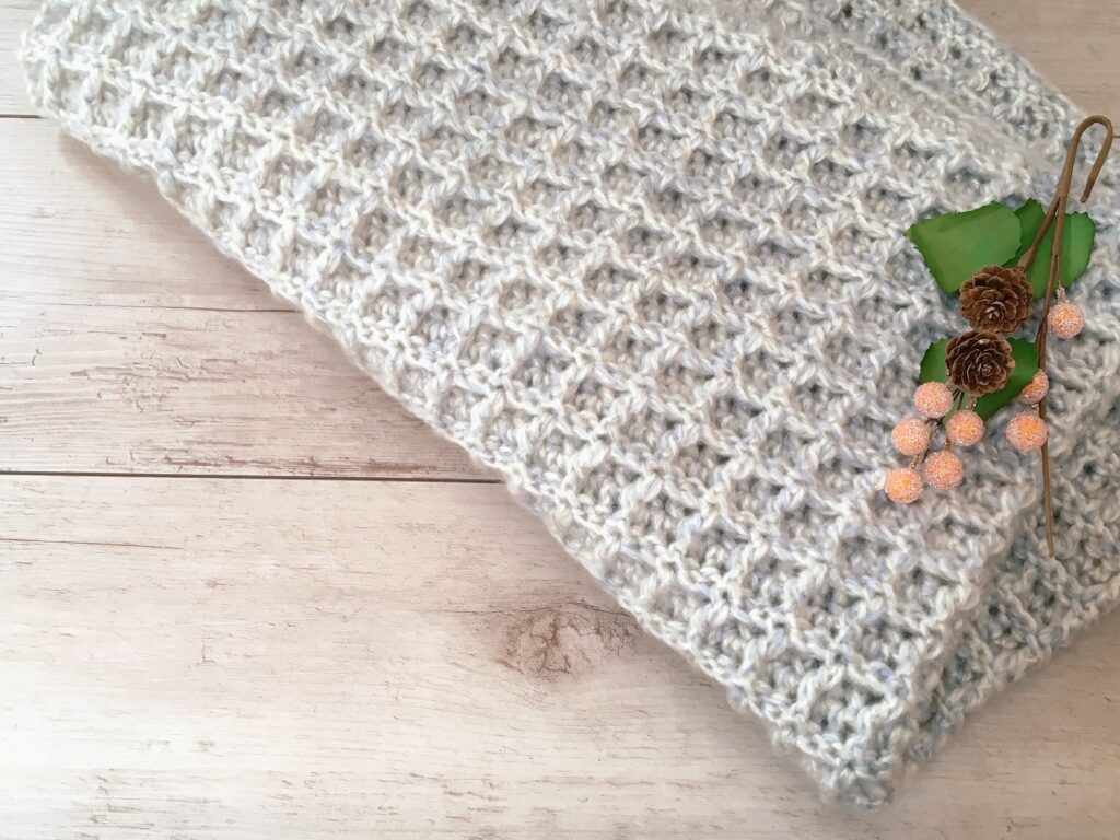 70×100cm 縁が伸びにくい大きめワッフルブランケットの編み方 かぎ針編み Crochet Basket