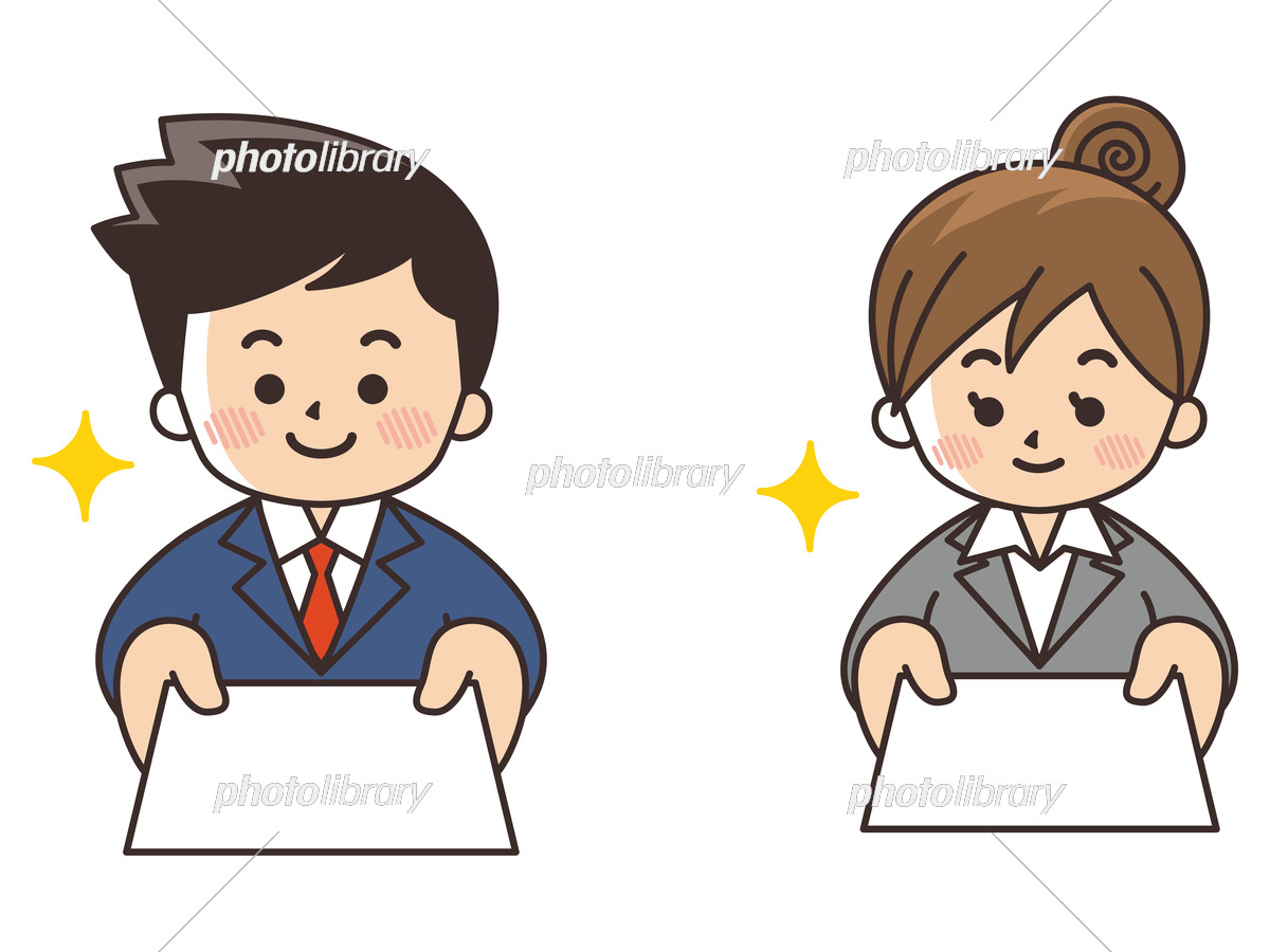 美容師名刺。可愛い女性ヘアドレッサーのイラスト。右手にはさみを持ちポーズ。かわいらしい