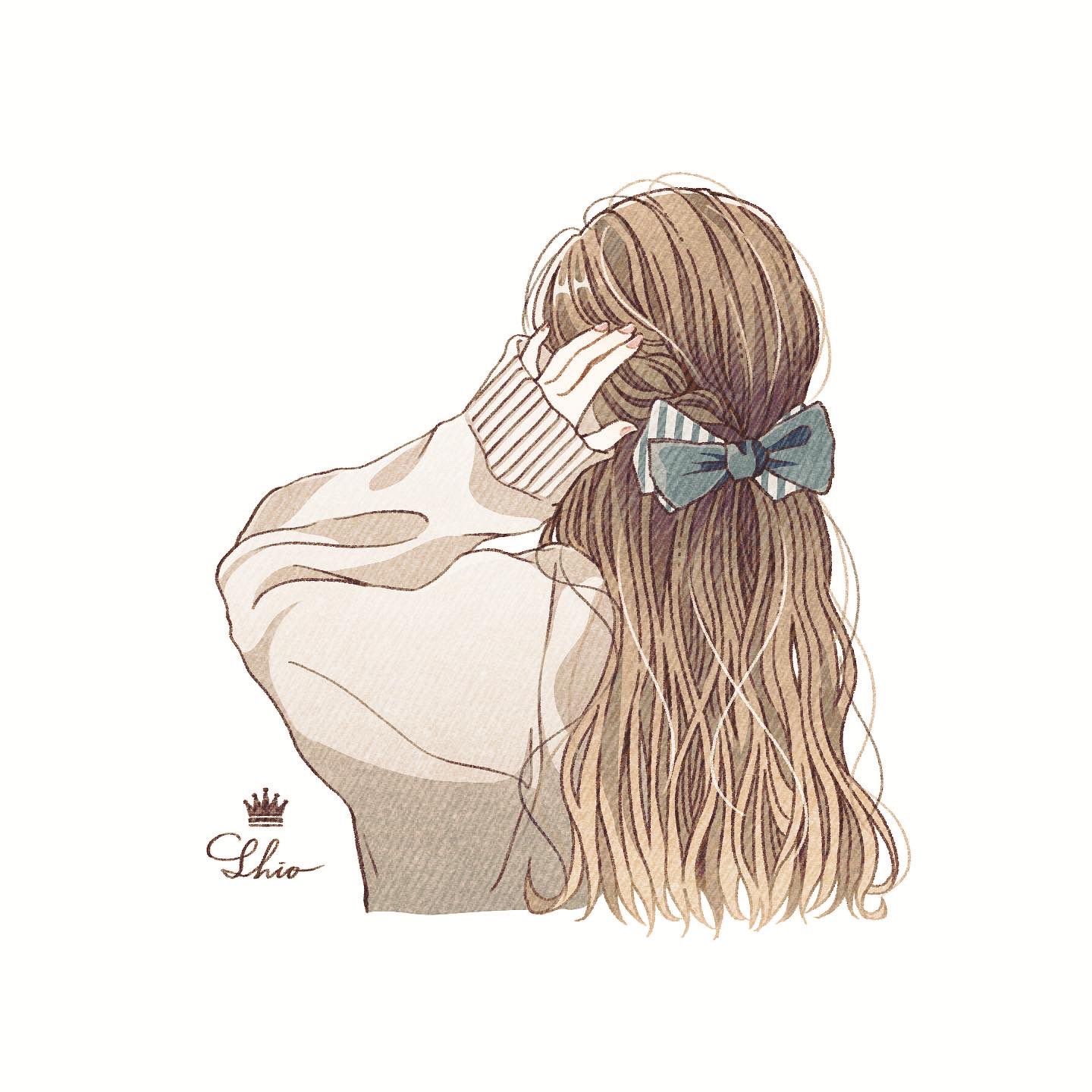 お団子ハーフアップ女の子 後ろ姿イラスト - No: 24578469無料イラスト・フリー素材なら「イラストAC」