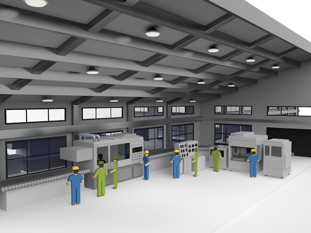 フリーイラスト赤い屋根の工場パブリックドメインQ：著作権フリー画像素材集