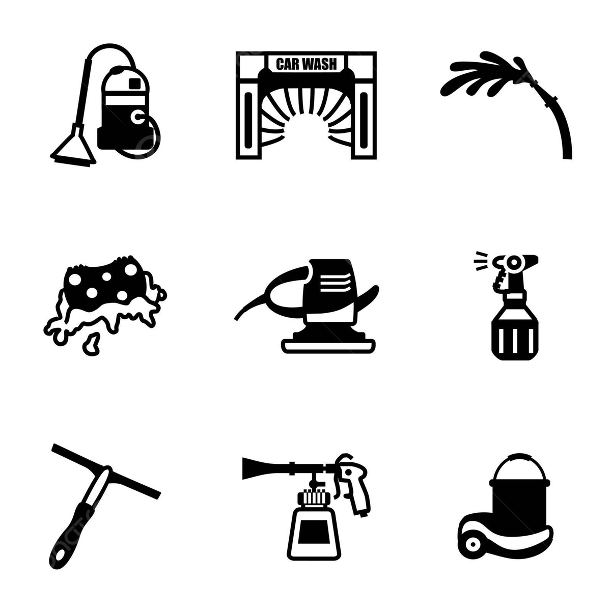 洗車のシルエット02無料のAi・PNG白黒シルエットイラスト