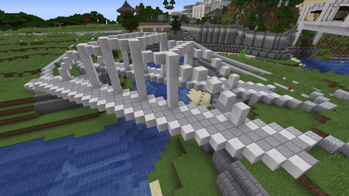 Minecraft 石のアーチ橋を架ける 砂漠の村をリメイクするよ 5- Minecraft街発展にっき