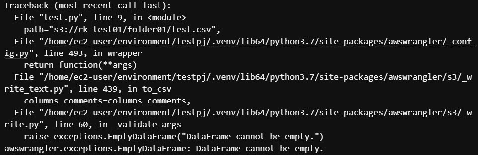 AWS SDK for pandasAWS Data Wrangler でS3にヘッダーのみのcsvファイルを出力するシンプルなコードCodeSeterpie コードセタピー