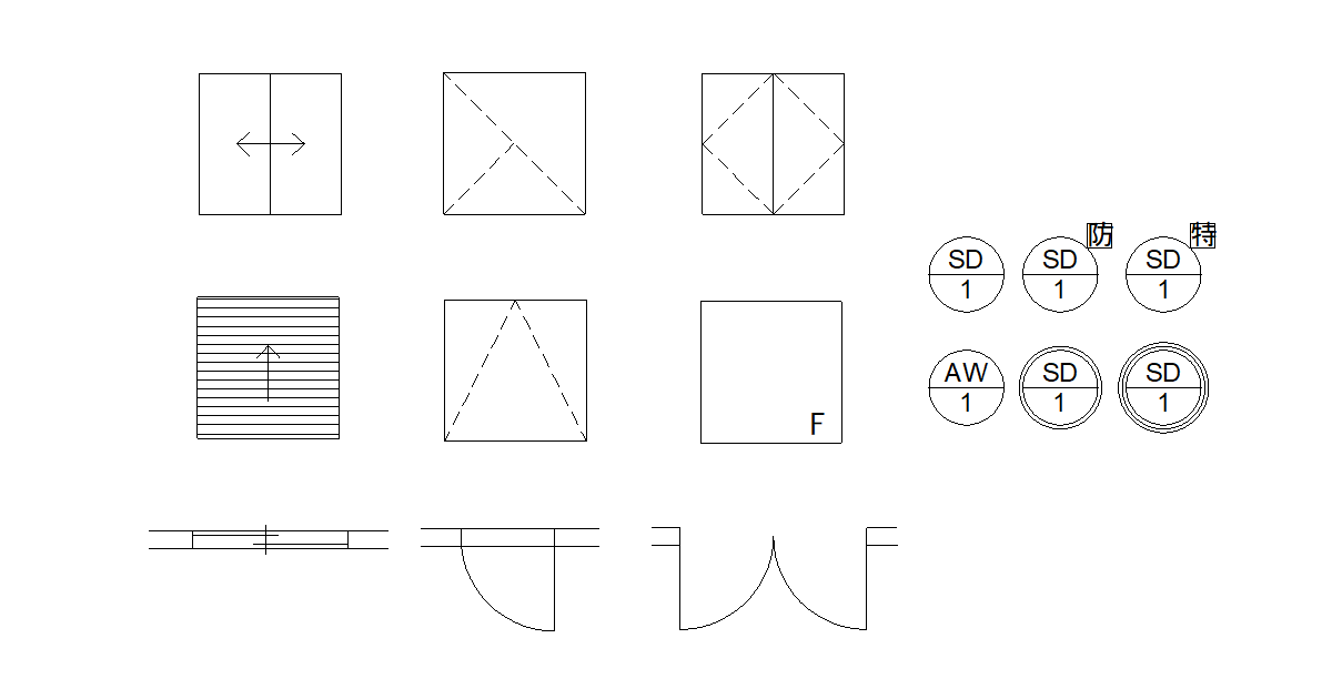 建具の記号の一覧を紹介 窓・扉・種類別・開閉表示などの記号