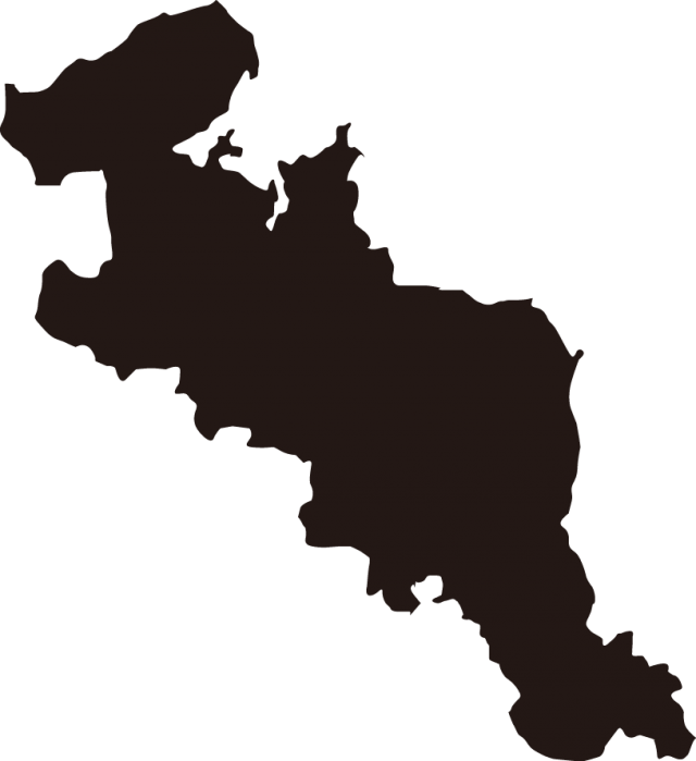 都道府県別・日本地図のシルエット03無料のAi・PNG白黒シルエットイラスト