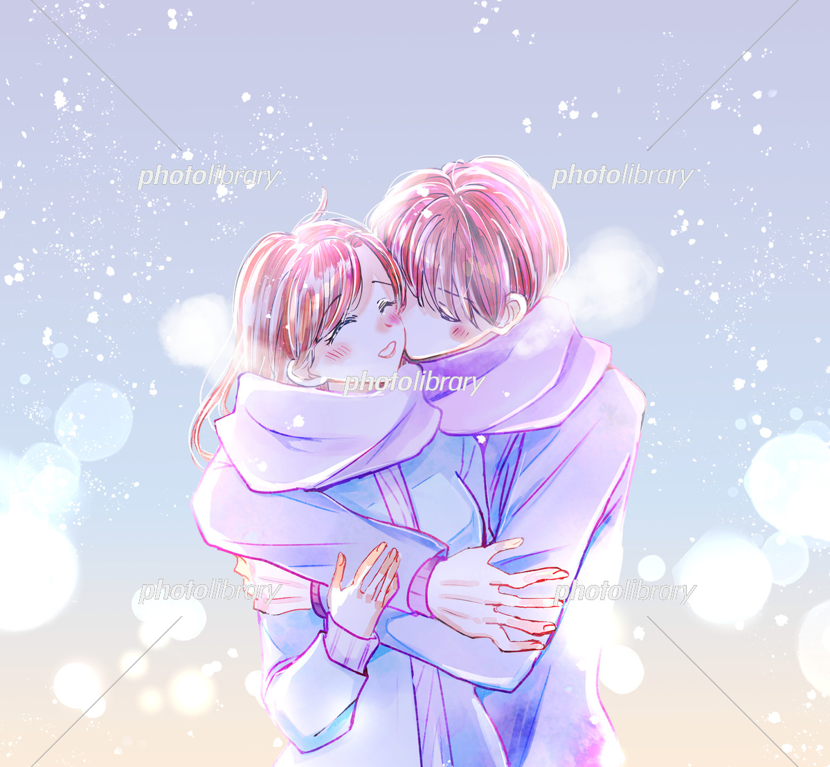 抱き合って喜ぶカップルのひよこのイラストゆるくてかわいい無料イラスト・アイコン素材屋「ぴよたそ」