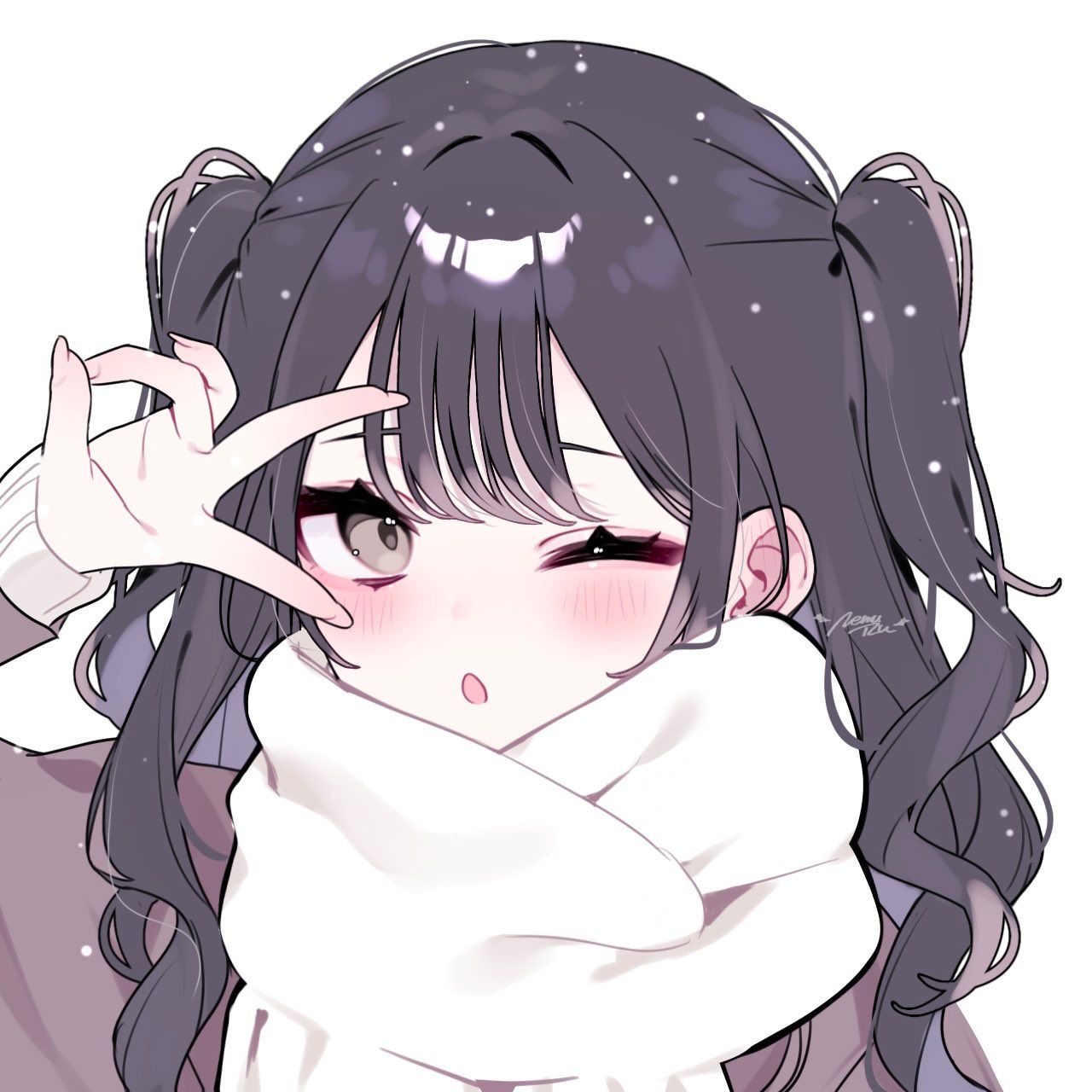 かわいいピース少女のアイコンイラスト・フリー素材なら「シンテリ」