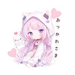 アイコン ピンク髪の女の子 1点限定 ※背景透過有り イラスト全般 つなぐ