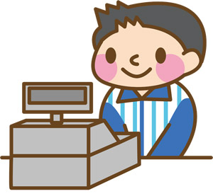 スーパーマーケットでレジ打ちをする男性のイラストのイラスト素材80478801- PIXTA