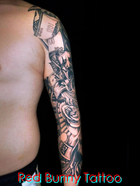 足タトゥータトゥースタジオ茨城タトゥーアーティスト土浦タトゥー茨城タトゥー彫師チカーノ チカーノタトゥーブラックアンドグレー彫神黒ぼかし2フェイスマネーローズトランプタトゥールーレットガジノプレイングハンズ祈り手関東