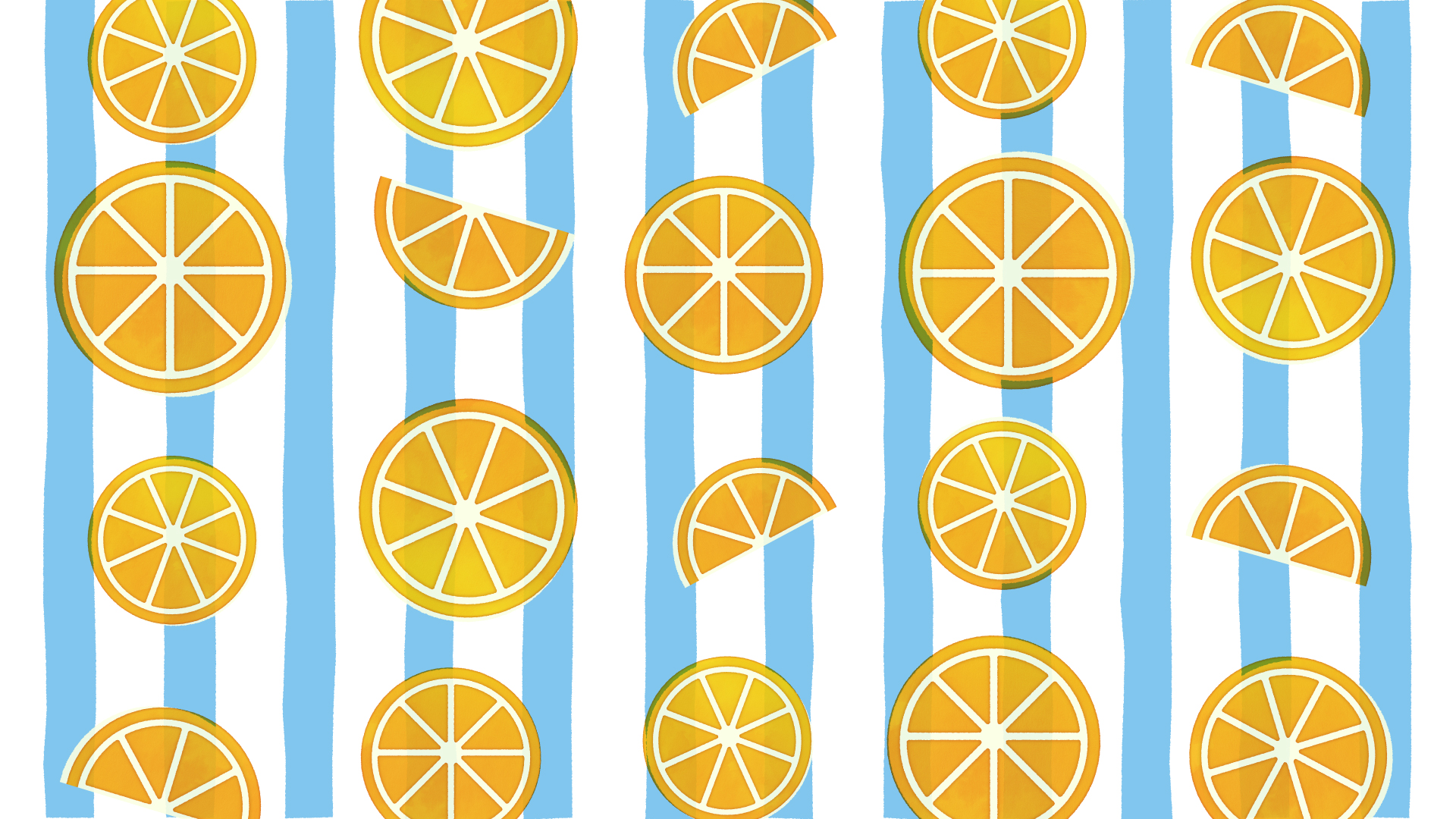 オレンジ色の花のイラスト・フリー素材 壁紙・背景No.234『オレンジ・白抜き・茎葉』