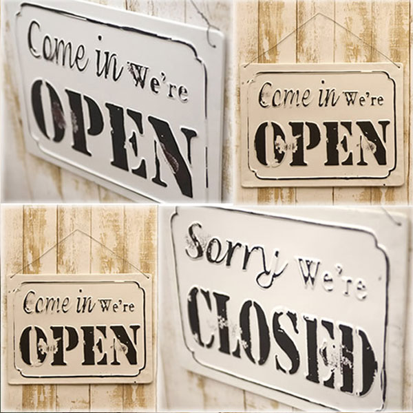 楽天１位 オープンクローズ看板 ボード 両面 open closed シルバー ゴシック体 サインプレート ドアプレート 落ちても割れない