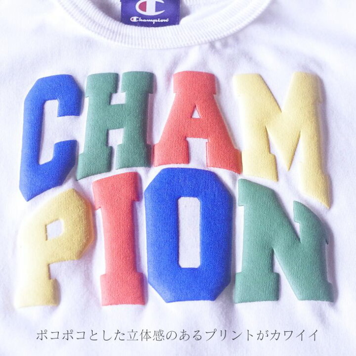 Champion チャンピオン 刺繍ロゴ Tシャツ ネイビー M カラフルロゴ
